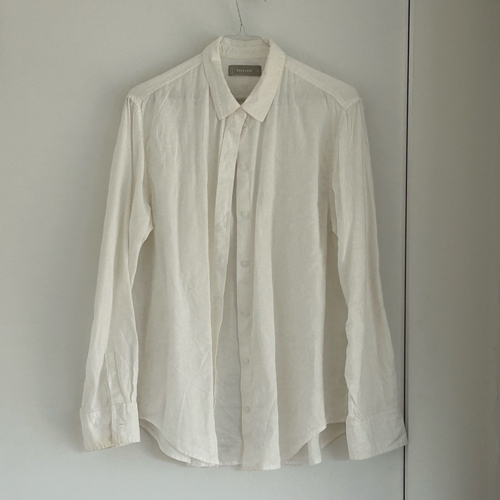 Everlane Ivory Linen Button-Down Shirt